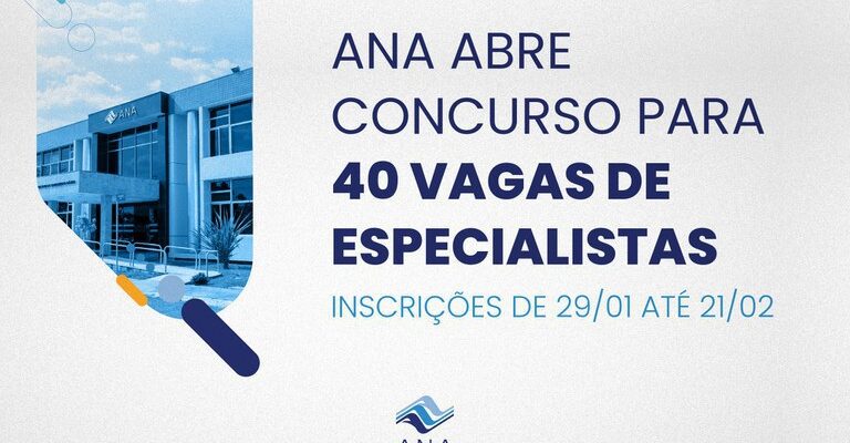 Concurso da ANA recebe inscrições até a próxima quarta-feira (21)